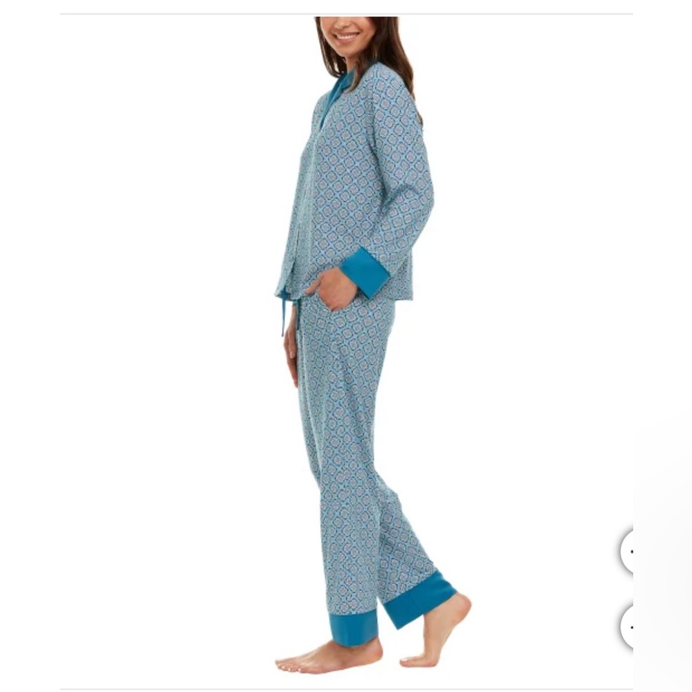 Flora Nikrooz Women's Satin Trim Notch Collar PJ Set - Picture 2 of 7